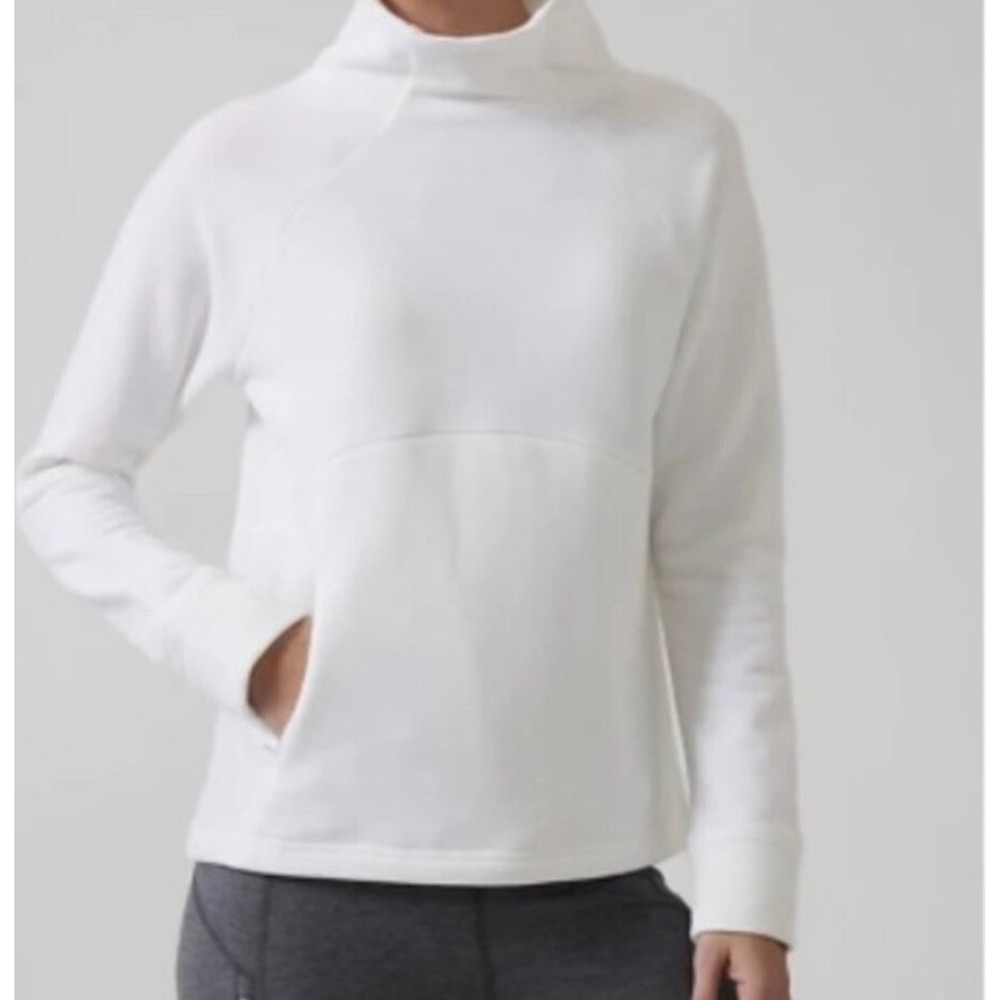 Athleta Altitude Polartech  Fleece Funnel Neck Pullover Sweatshirt White Small